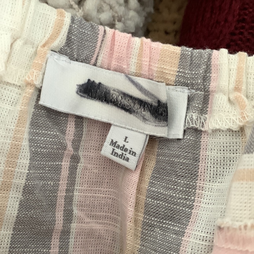 Madison Grey Striped Ruffle Dress cotton summer Sunday size XL boho - Picture 4 of 15